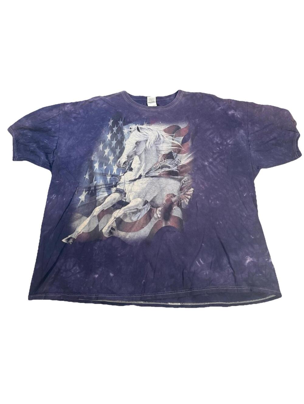 Vintage The Mountain Shirt Mens 3XL American Tie Dye Horse Nature Purple